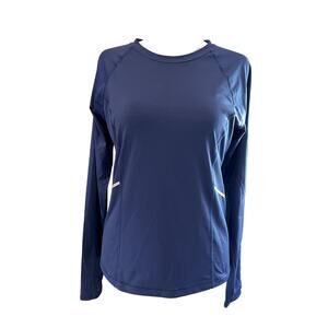 BLOQUV UPF50 Sun Protection Pullover Shirt Navy Vacation Beach Pool Surfer